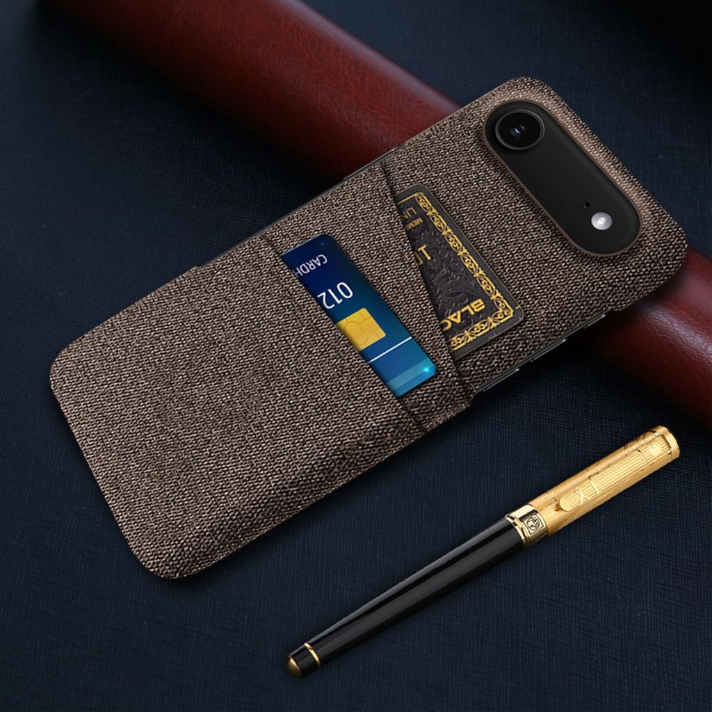 iPhone 17 Air Skal i Textil med 2 Kortfack - Brun