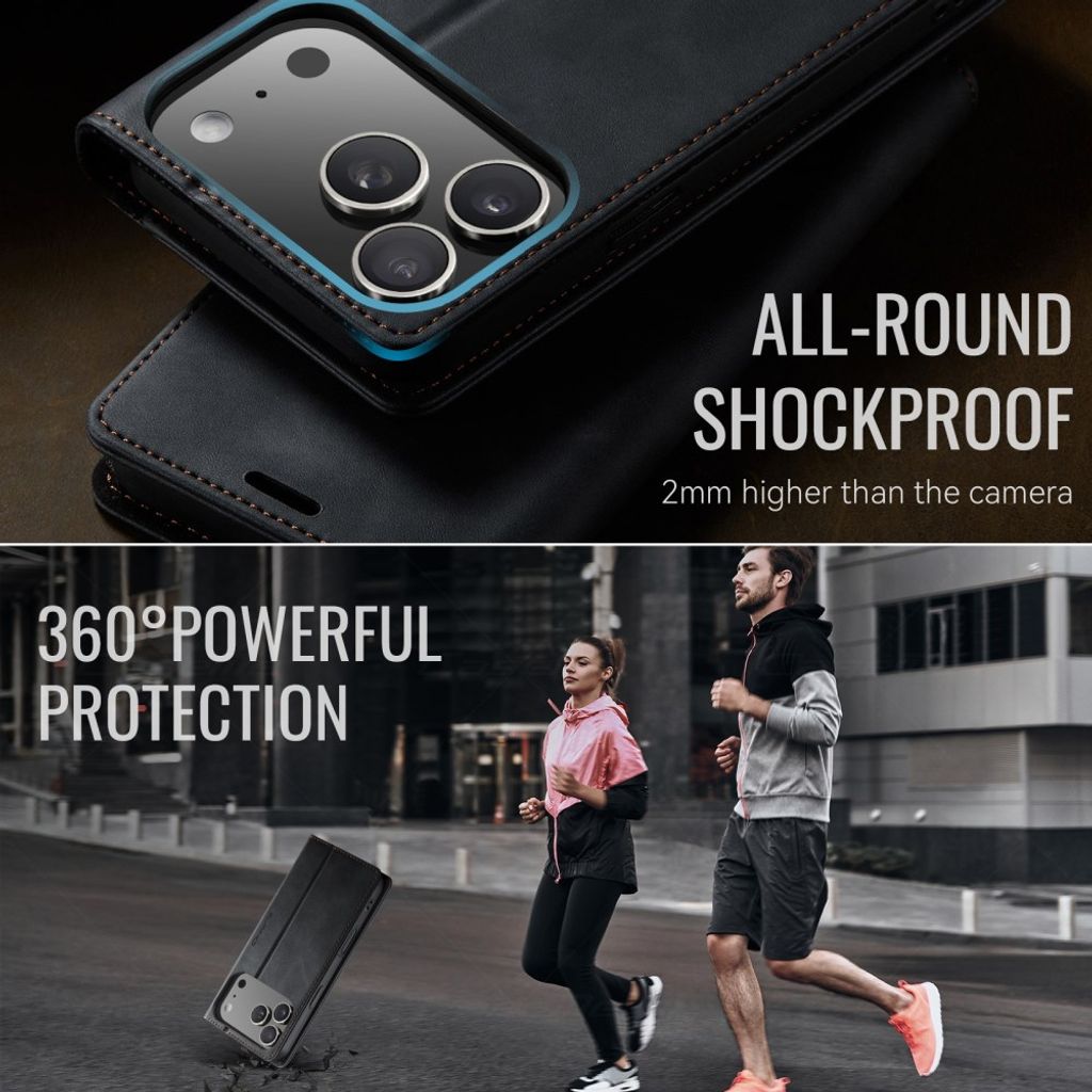 CASEME iPhone 18 Pro/17 Pro RFID-estävä Lompakkokotelo - Musta