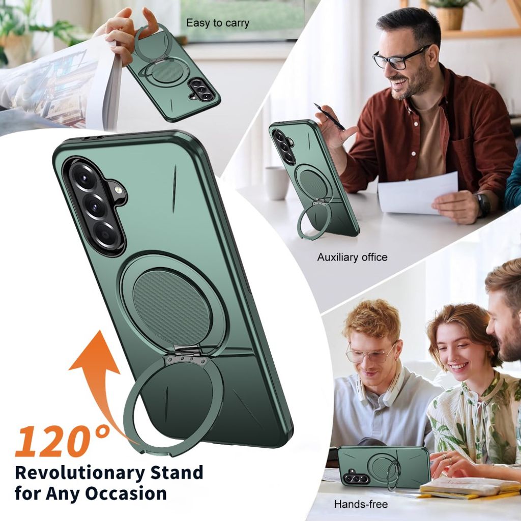 Samsung Galaxy A27 5G MagSafe-kuori pyörivällä rengastelineellä - Vihreä