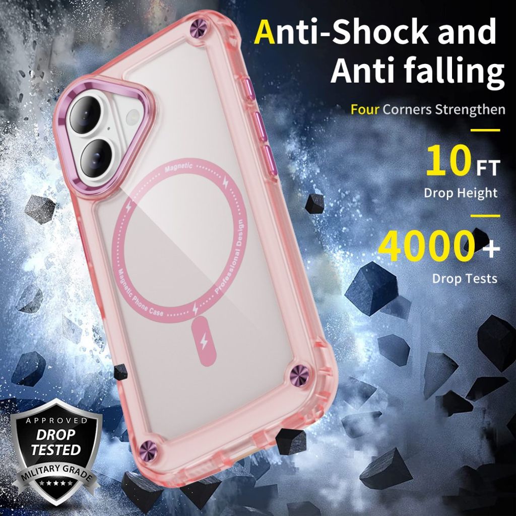 iPhone 17 MagSafe-yhteensopiva Kuori - läpinäkyvä pinkki