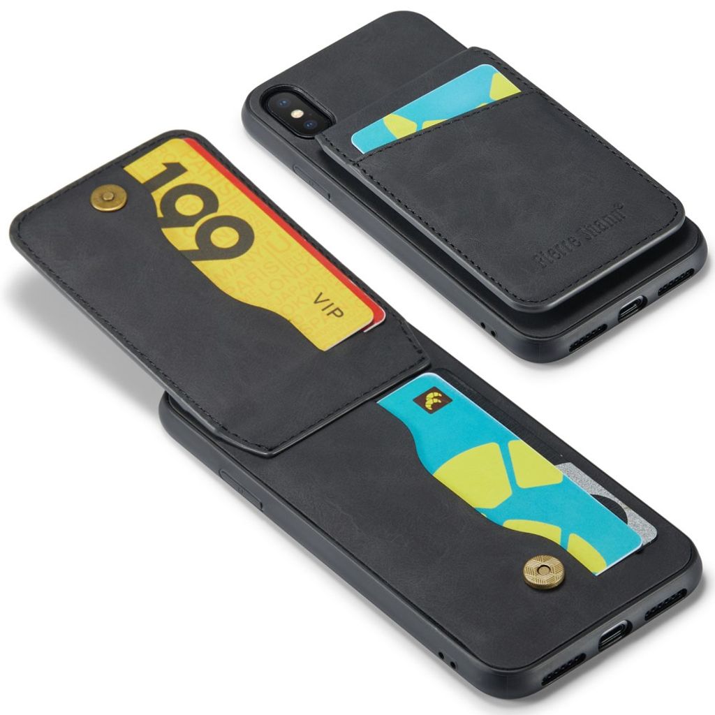 Fierre Shann iPhone XS Max Pungcover med Stativ og Kortholder – Sort