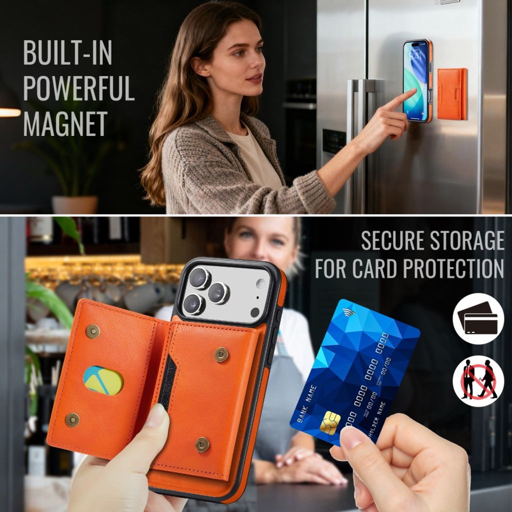 MAGKING iPhone 18 Pro Max/17 Pro Max MagSafe Kuori irrotettavalla lompakolla - Oranssi