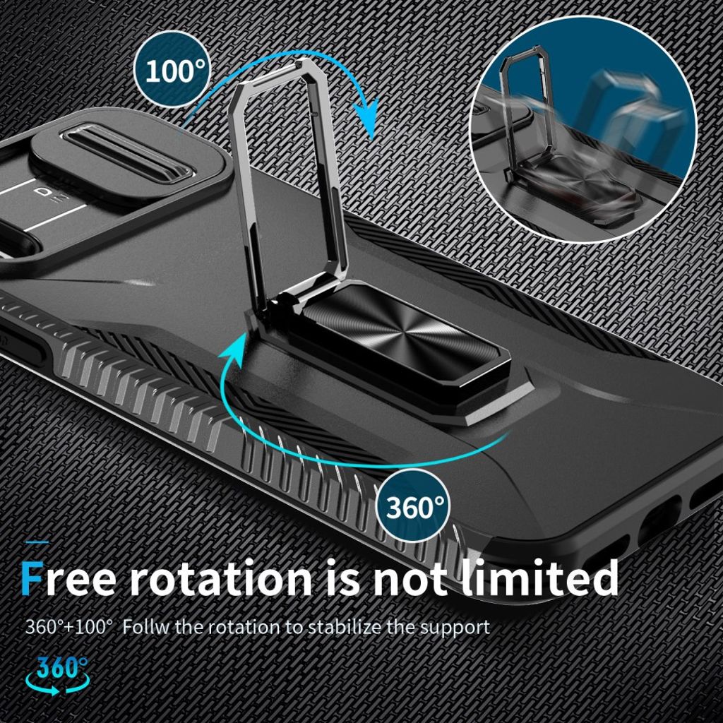 iPhone XR Skal Magnetisk Stativring - Svart