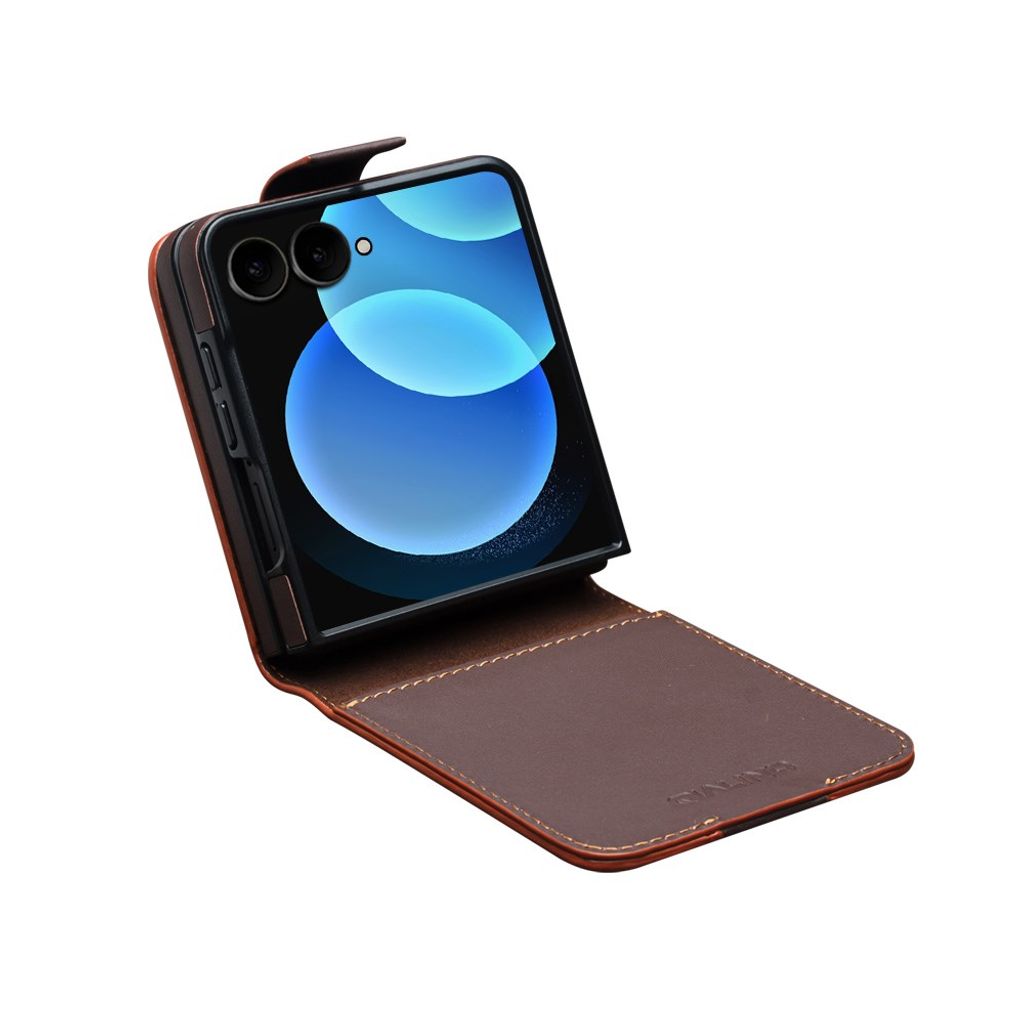 QIALINO Samsung Galaxy Z Flip8 Flip cover i ægte læder - Brun