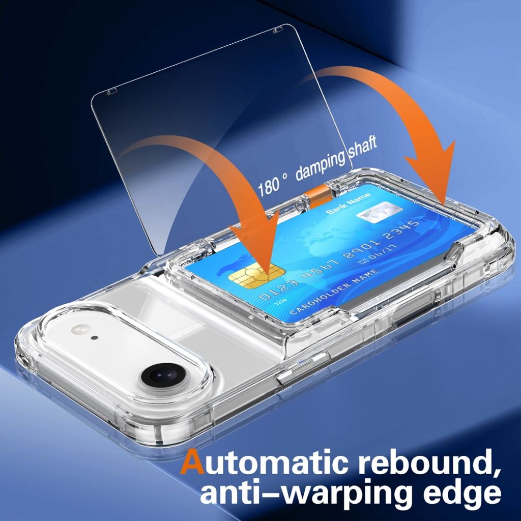 iPhone 17 Air Skal med Stativ och Kortfack - Transparent