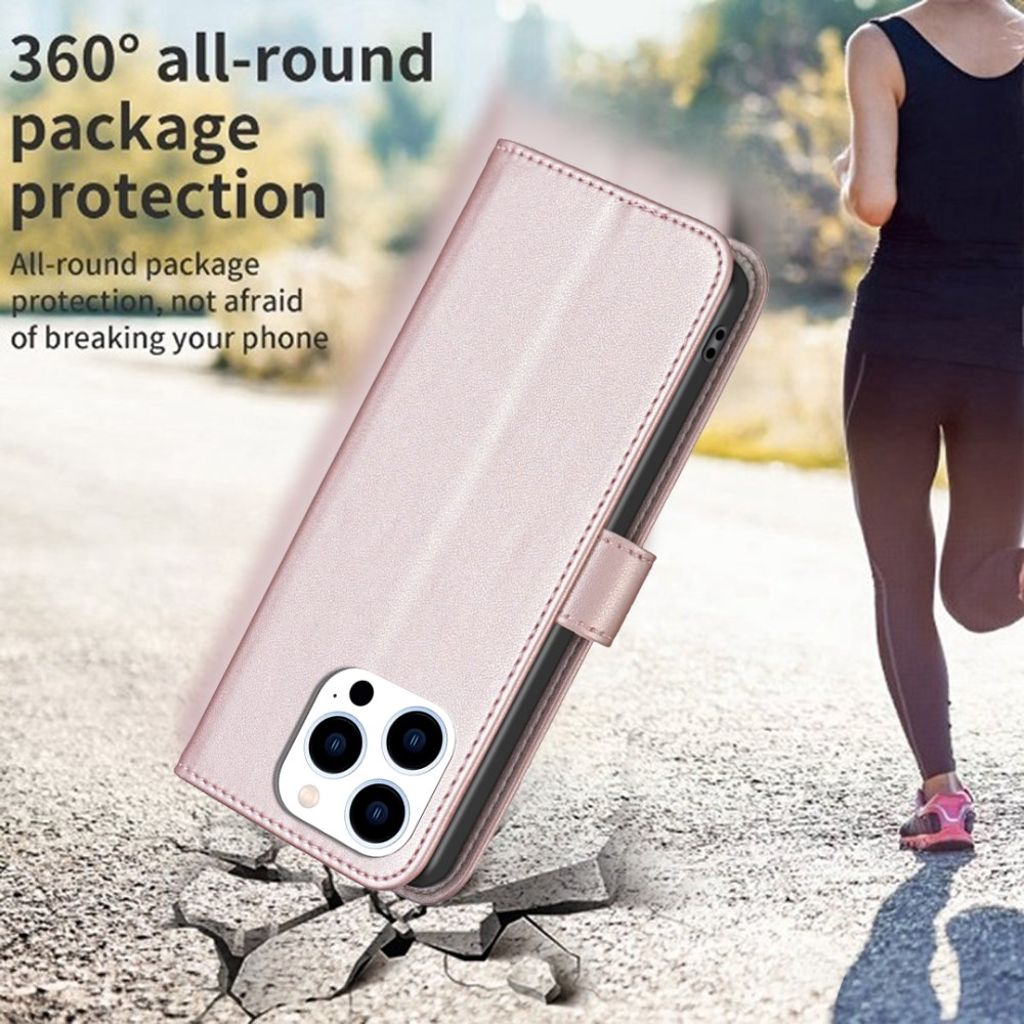 BINFEN COLOR iPhone 16 Pro Max Wallet Cover with Stand – Rose Gold