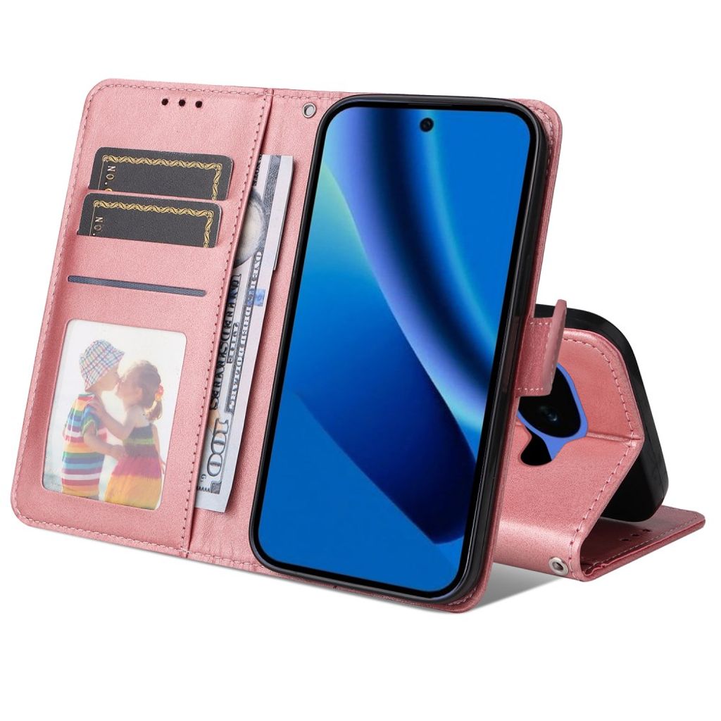 Google Pixel 10a Plånboksfodral Stativ PU-läder - Rosa