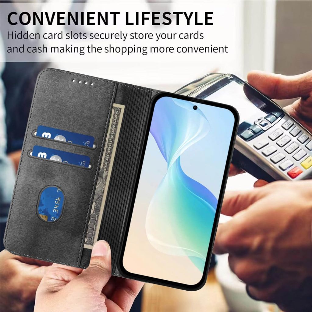 iPhone 18 Pro/17 Pro Lommeboketui PU-skinn RFID-blokkering - Svart