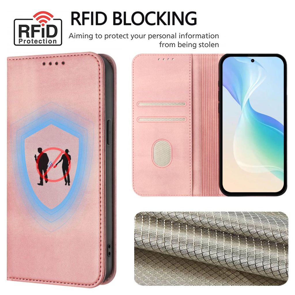 Xiaomi 15T Wallet Cover with RFID Blocking - Pink