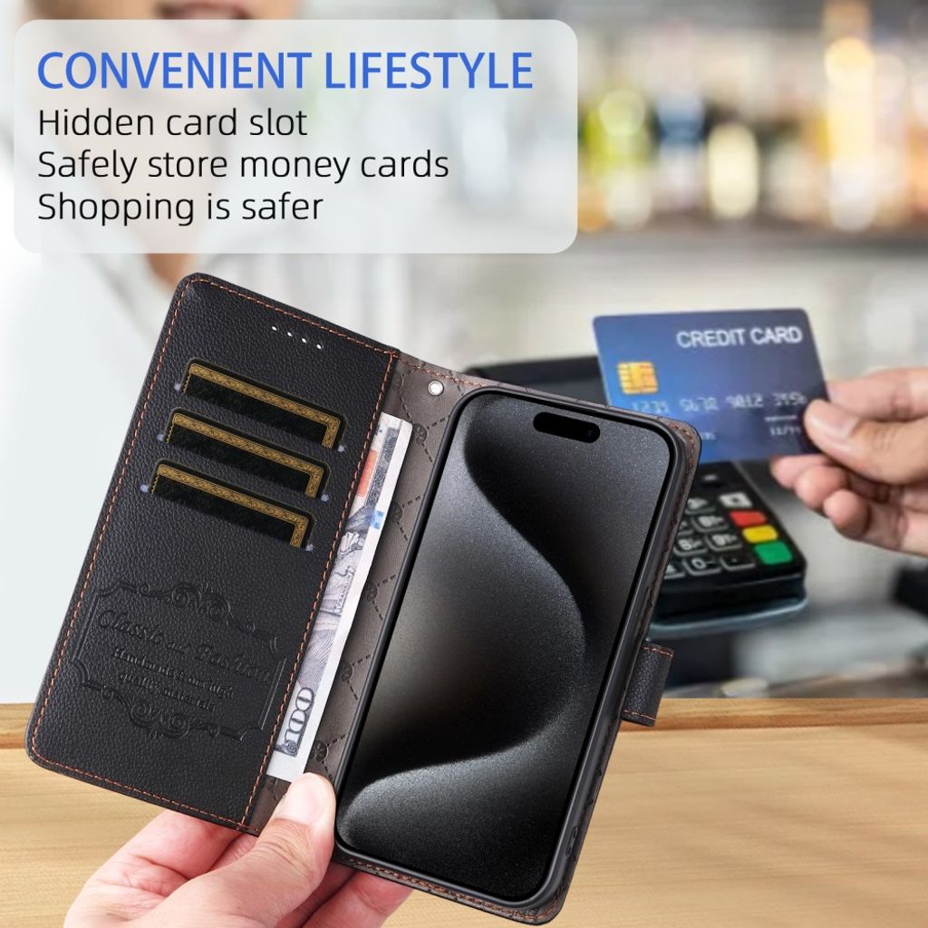 Google Pixel 11 Pro/11 Plånboksfodral RFID-blockerande 3 Kortfack PU-läder - Svart