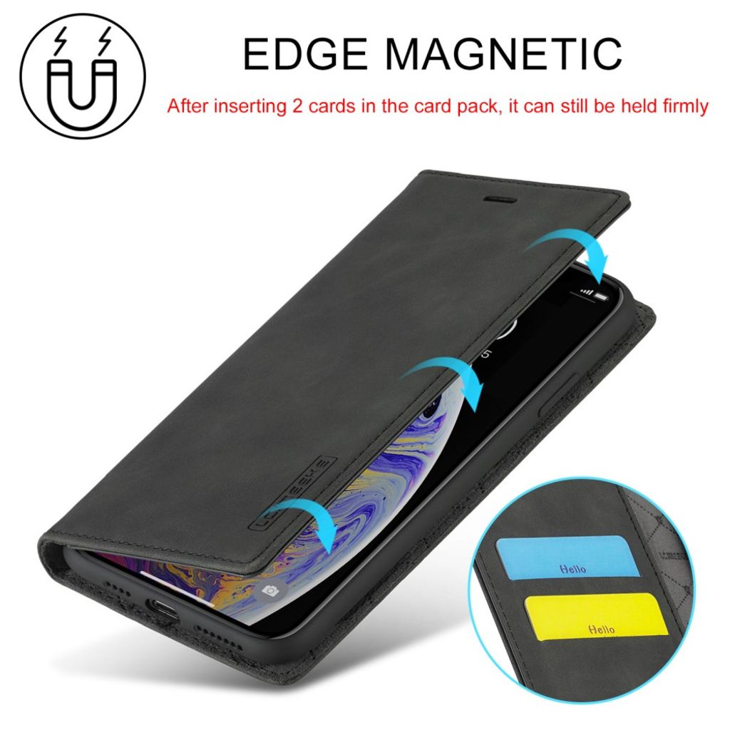 LC.IMEEKE iPhone X/XS Plånboksfodral Stativ - Svart