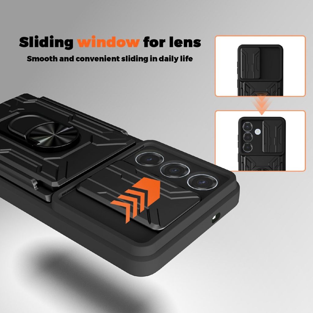 Samsung Galaxy A37 5G Deksel med stativ og kamerabeskyttelse – Hvit