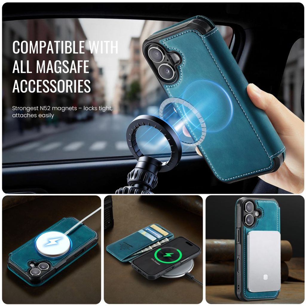 CASEME 053 iPhone 17 Lompakkokotelo MagSafe RFID-estävä - Sininen