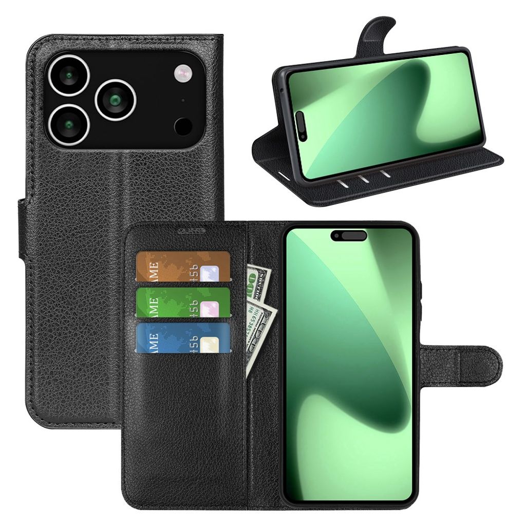 iPhone 18 Pro Max/17 Pro Max Lompakkokotelo PU-nahkaa - Musta