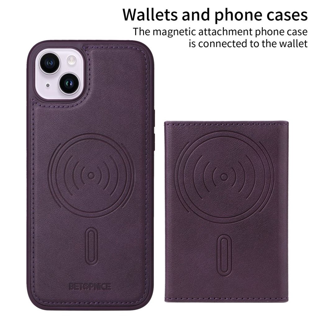 BETOPNICE iPhone 14 Plus MagSafe Lommebokdeksel – Lilla
