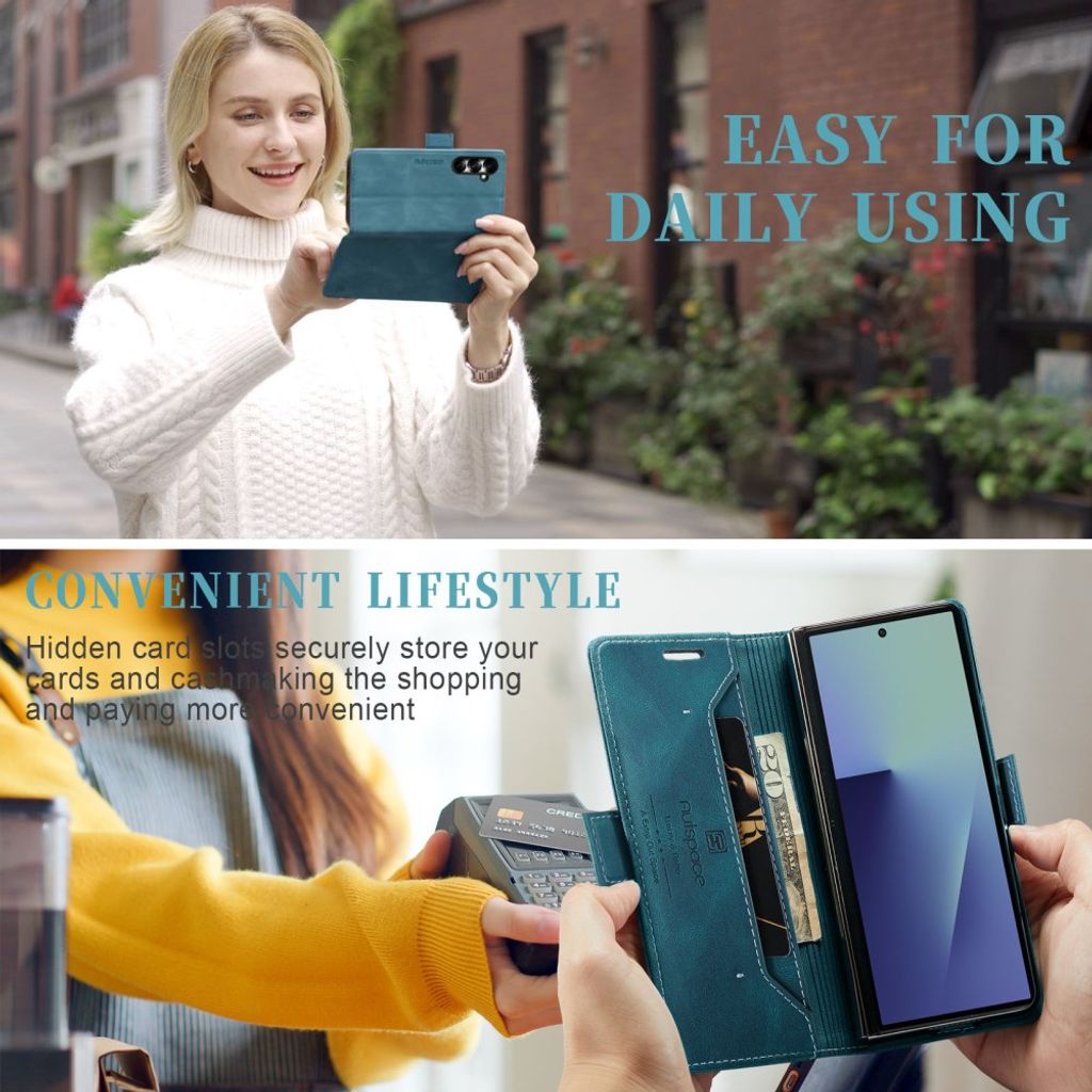 AUTSPACE Samsung Galaxy Z Fold8 Ultra Flip Cover med RFID blokering - Blå