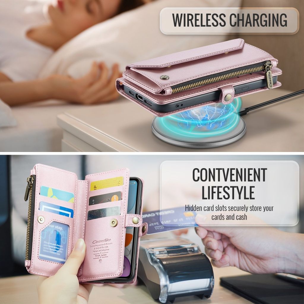 CASEME iPhone 11 Kotelo 10 Korttipaikka - Vaaleanpunainen