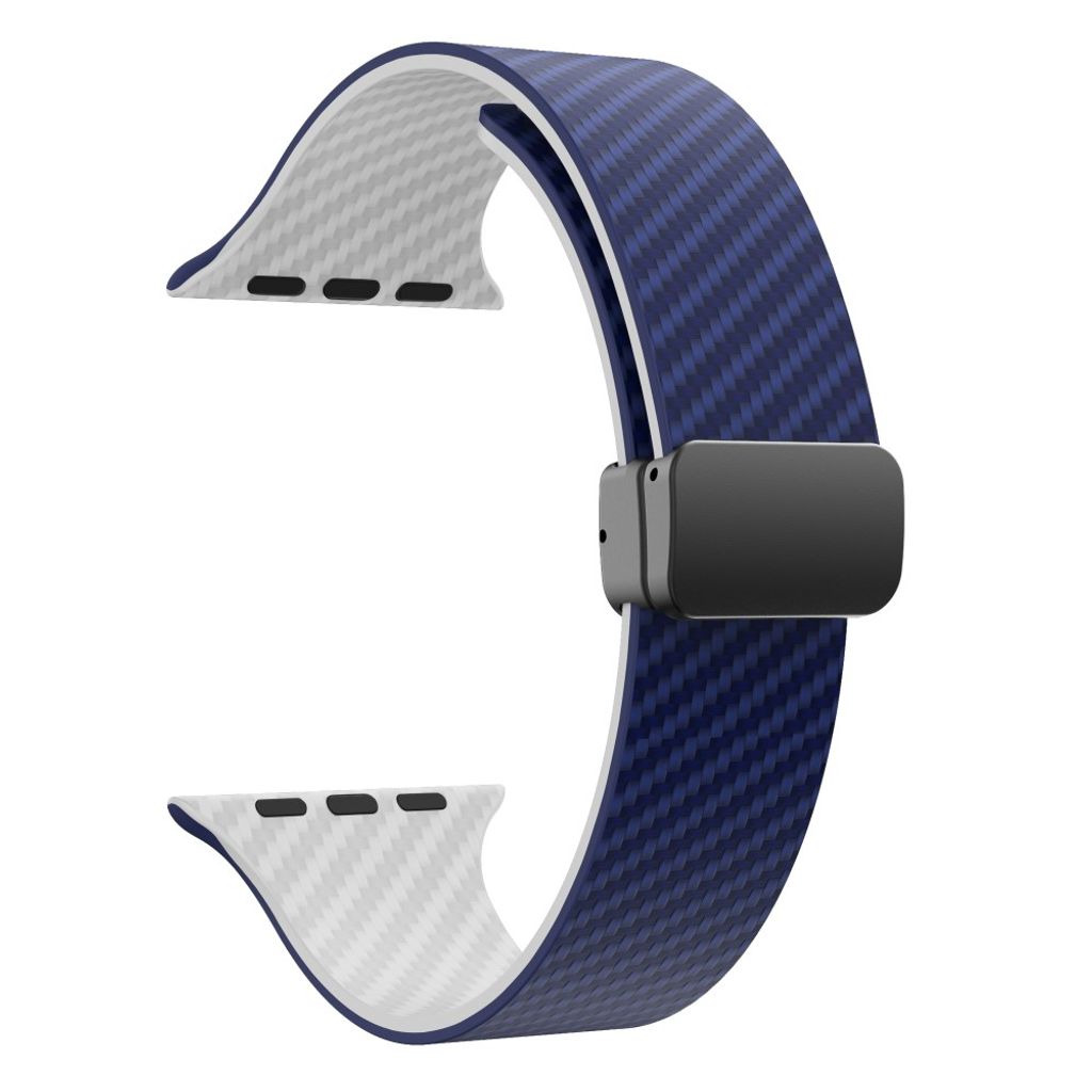 Apple Watch 42 / 41/ 40 / 38mm Klockarmband kolfibertextur - Blå/Vit