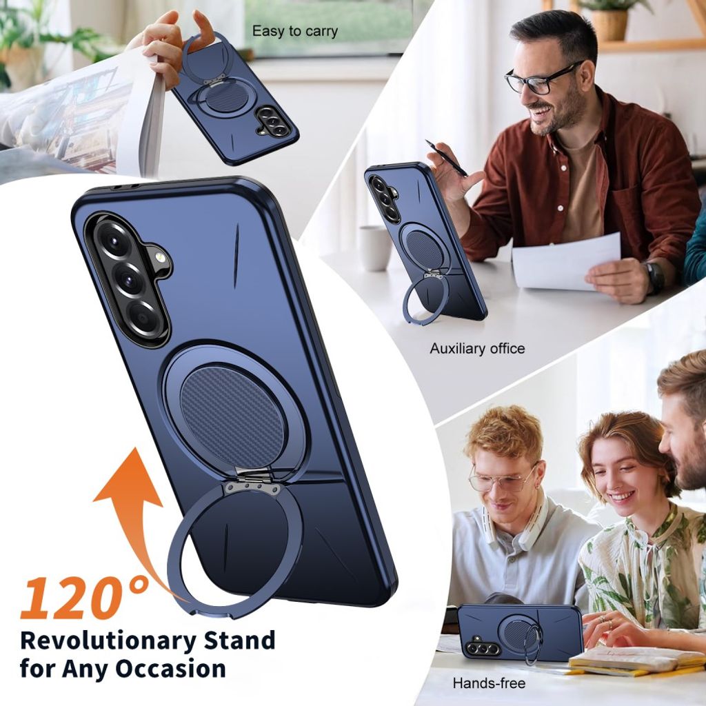 Samsung Galaxy A27 5G MagSafe-kuori pyörivällä rengastelineellä - Sininen