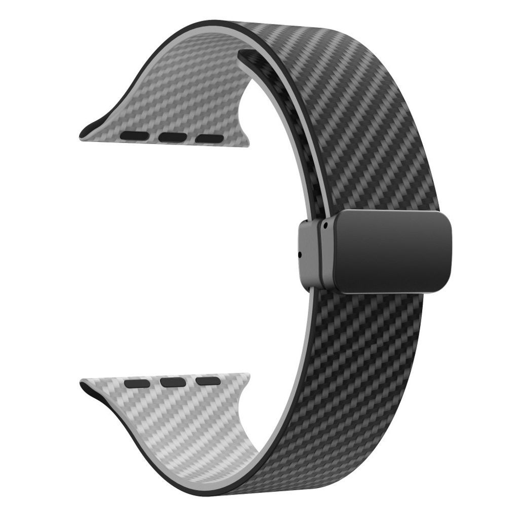 Apple Watch 49 / 46 / 44 / 42mm Klockarmband kolfibertextur - Svart/Grå