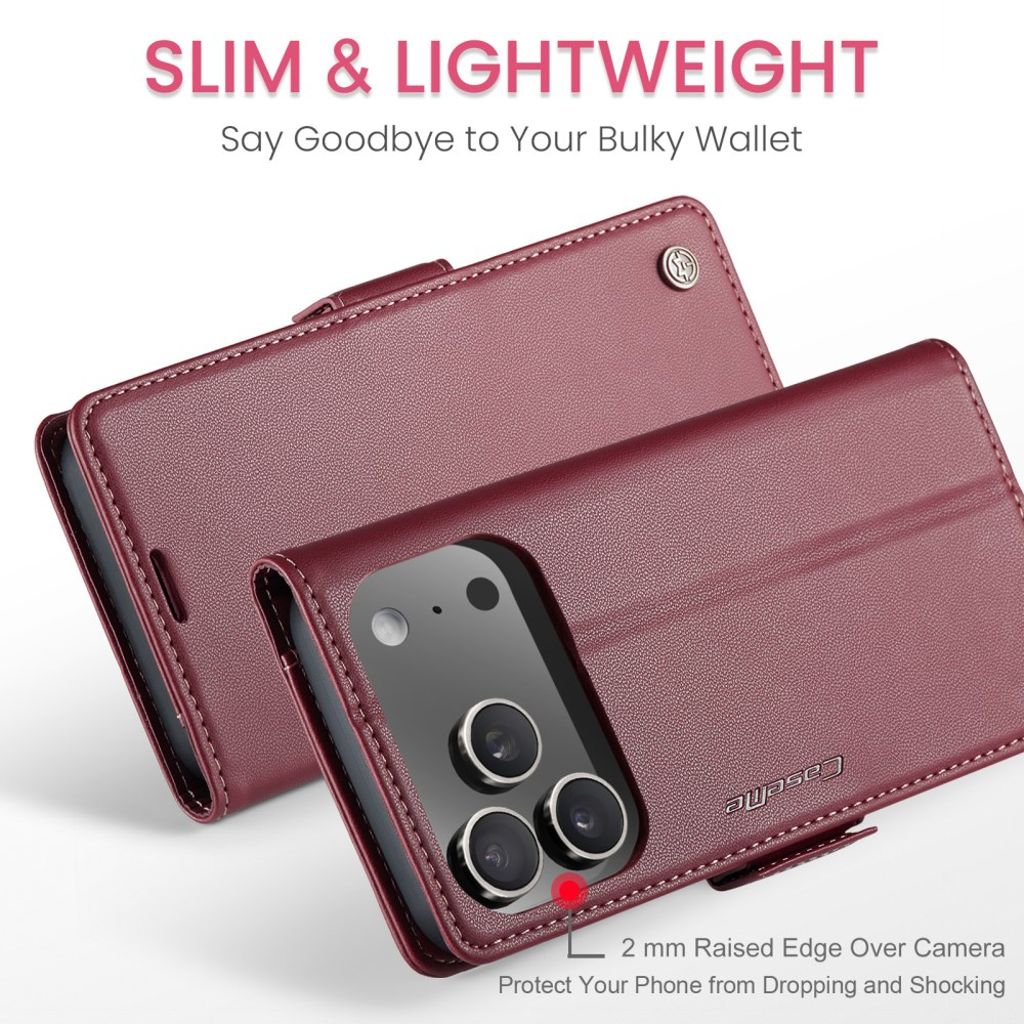 CASEME iPhone 17 Pro Max Etui med Kortspor - Rød