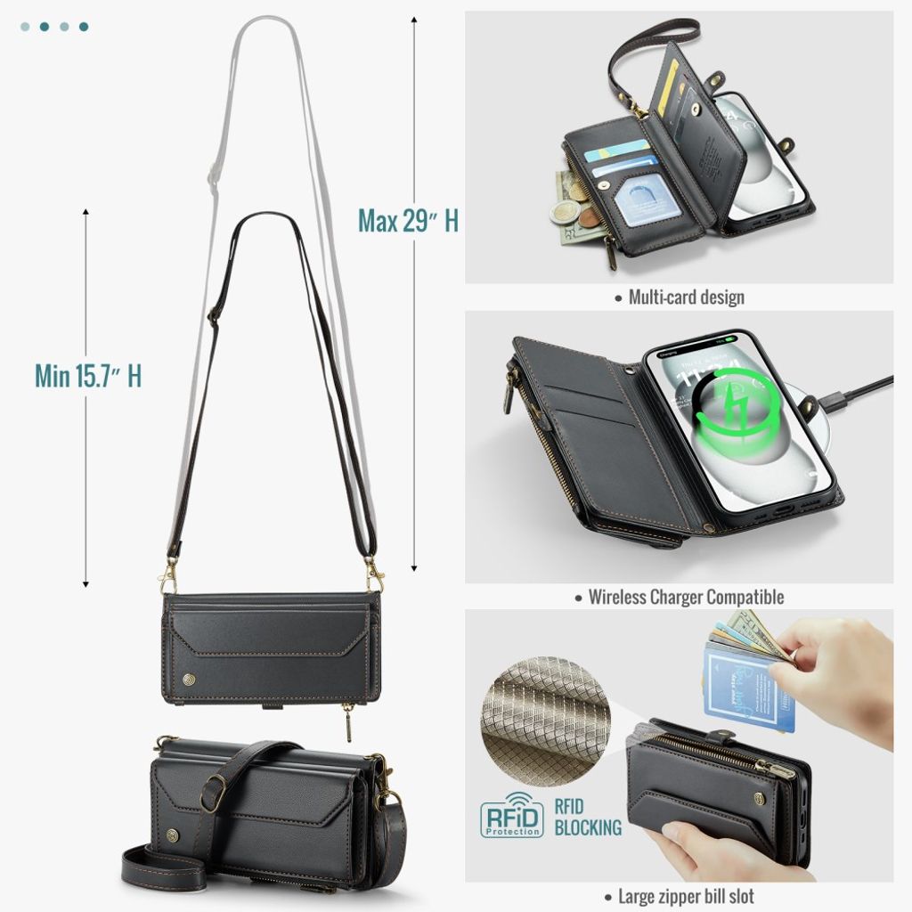 CASEME iPhone 15 Wallet Cover - Black