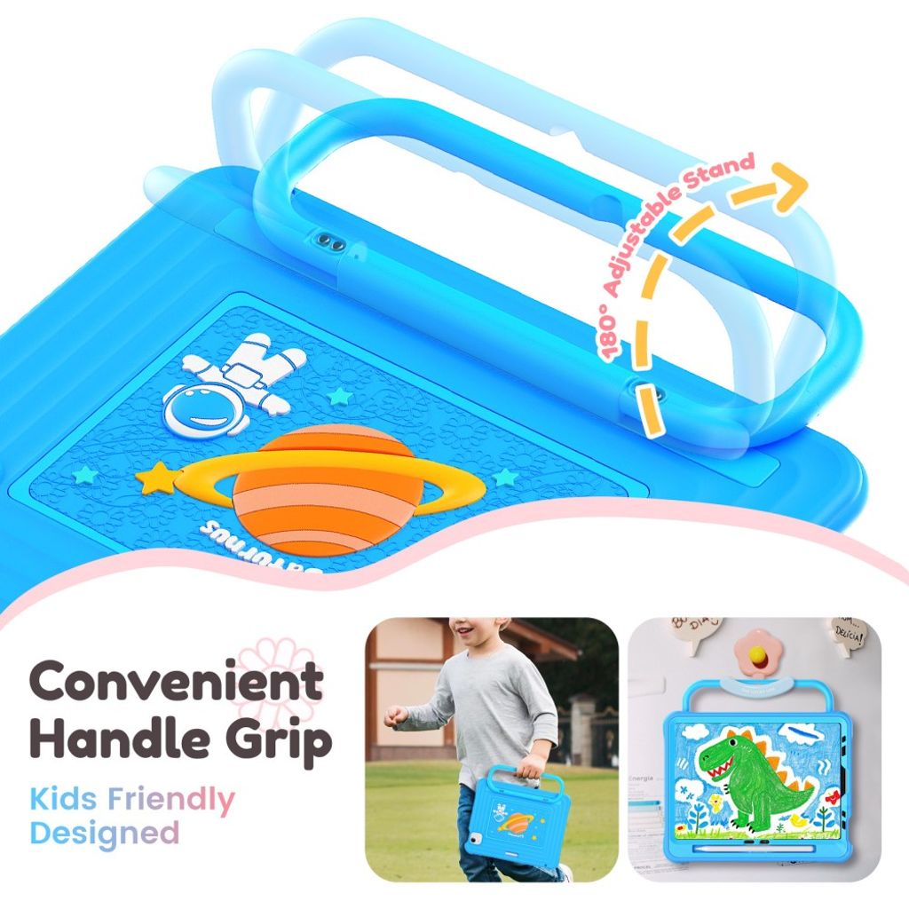 Lasten kuori jalustalla iPad Airille/Prolle 11" - vaaleansininen