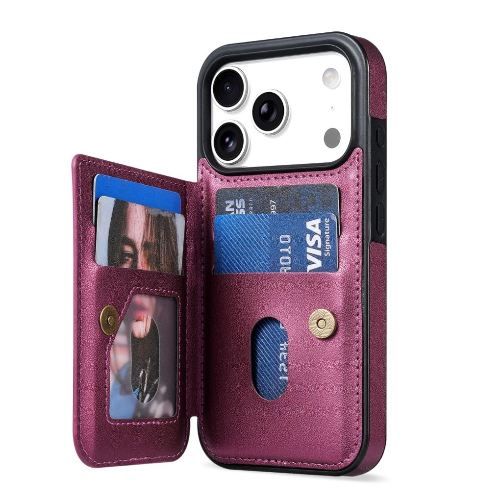 N.BEKUS iPhone 18 Pro/17 Pro Lompakkokuori RFID-suojauksella - Tummanvioletti