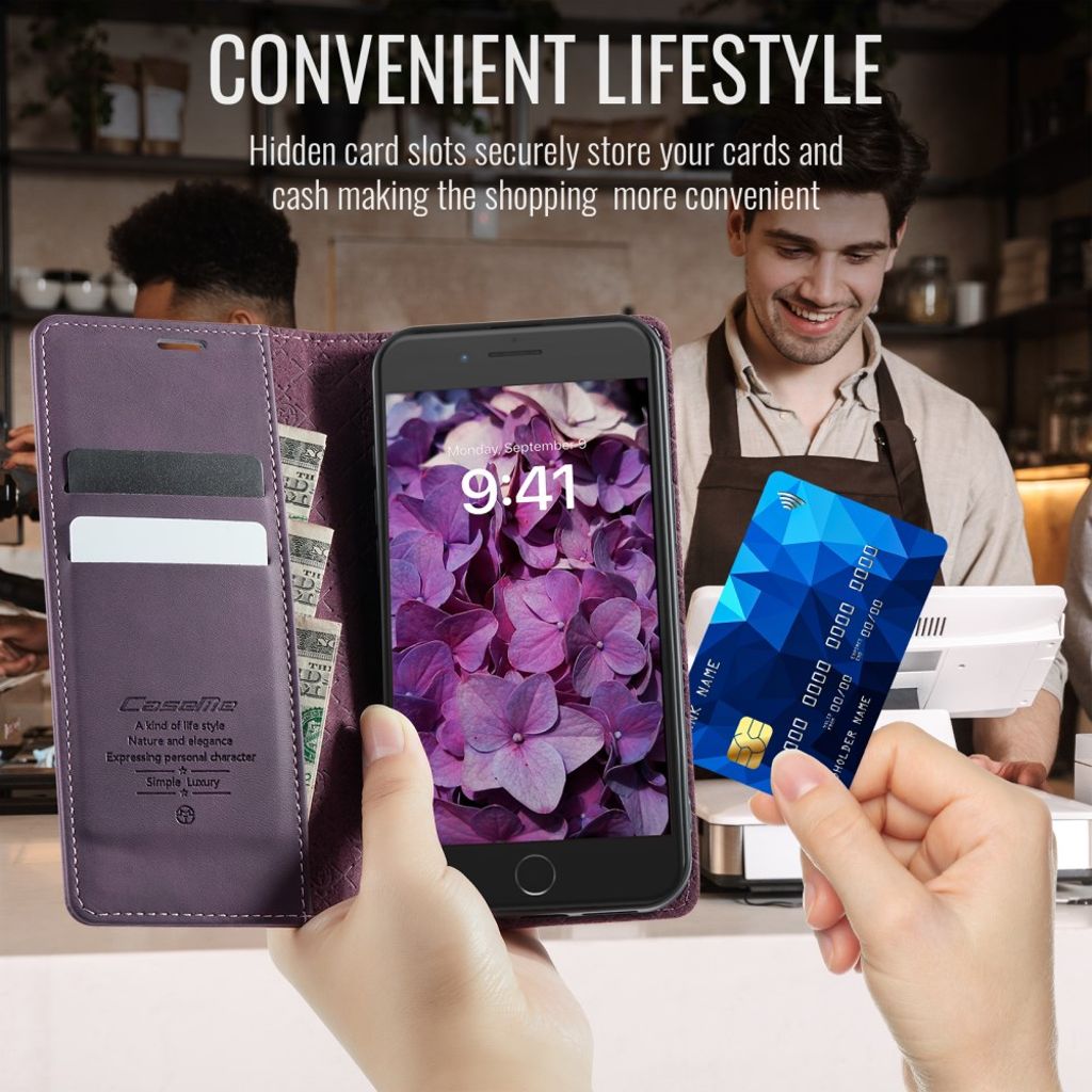 CASEME iPhone 6 Plus / 7 Plus / 8 Plus Kotelo Jalusta - Violetti