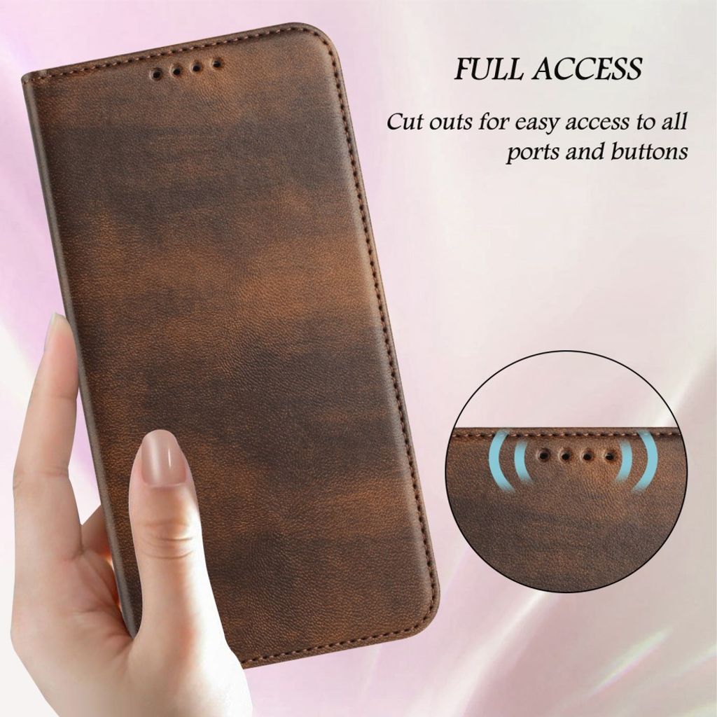 iPhone 18 Pro/17 Pro Flip Cover i PU-læder med RFID-blokering - Brun