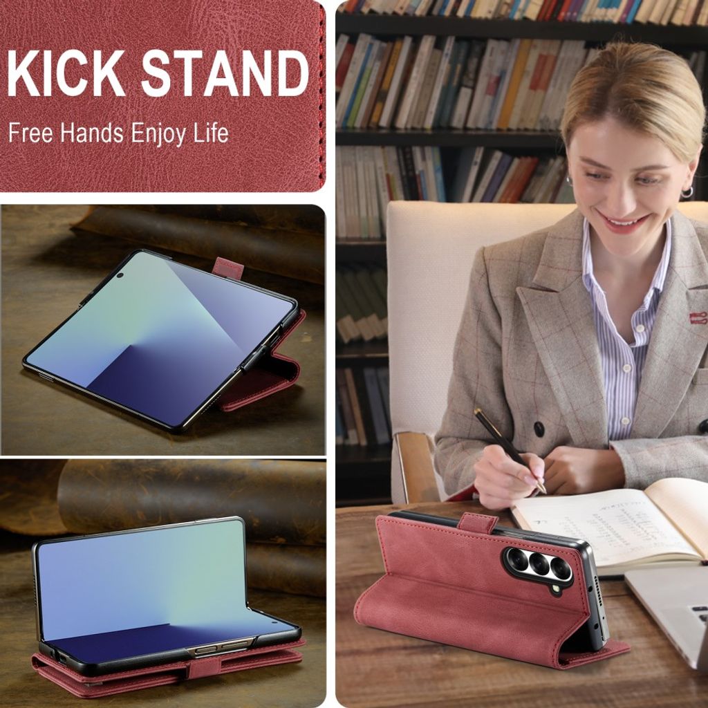 AUTSPACE Samsung Galaxy Z Fold8 Ultra Flip Cover med RFID blokering - Rød