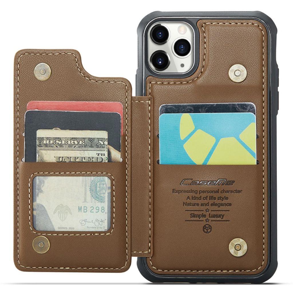 CASEME iPhone 11 Pro Cover med 5 Kortplads - Brun