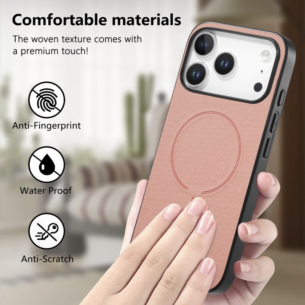 iPhone 18 Pro & iPhone 17 Pro Cover MagSafe kompatibel Tekstilstruktur - Lyserød