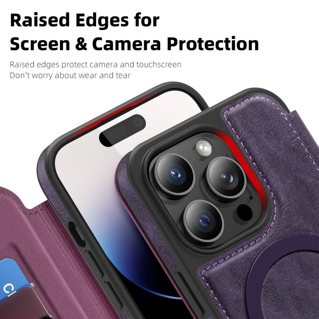 iPhone 14 Pro Lompakkokotelo MagSafe-yhteensopiva RFID Korttipaikka - Tumman violetti