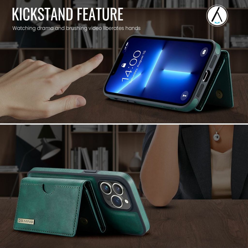 DG.MING iPhone 13 Pro Lompakkokuori Magneettinen - Vihreä