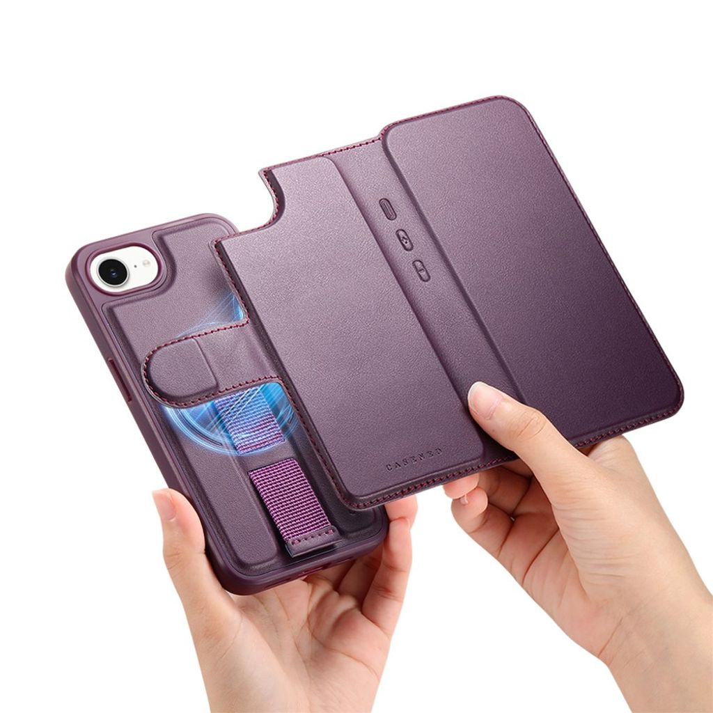 CASENEO iPhone 16e Magnetic Wallet Cover RFID Blocking – Purple
