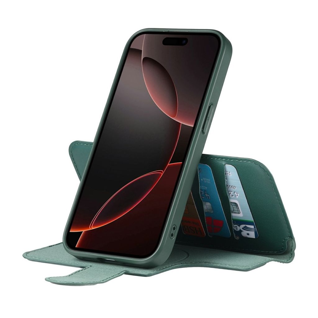 CASENEO iPhone 15 Pro MagSafe Wallet Cover Detachable Wallet - Green