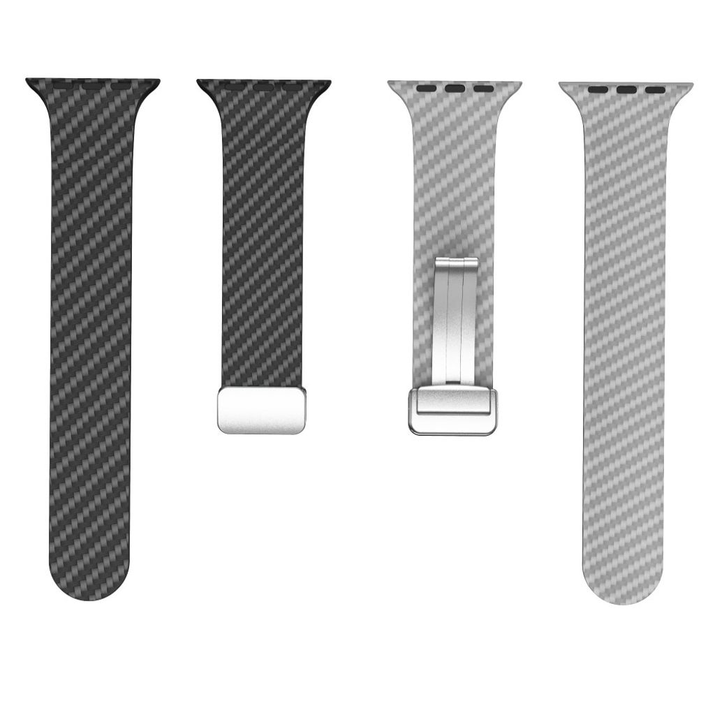 Apple Watch 49 / 46 / 44 / 42mm Klockarmband kolfibertextur - Svart/Grå