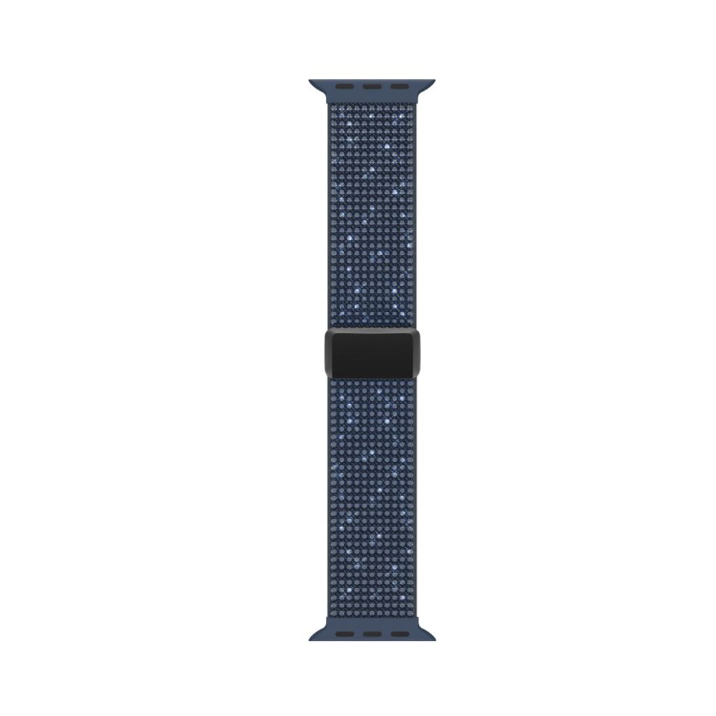 Apple Watch 49/46/44/42mm Klockarmband i Nylon med Strass - Mörkblå