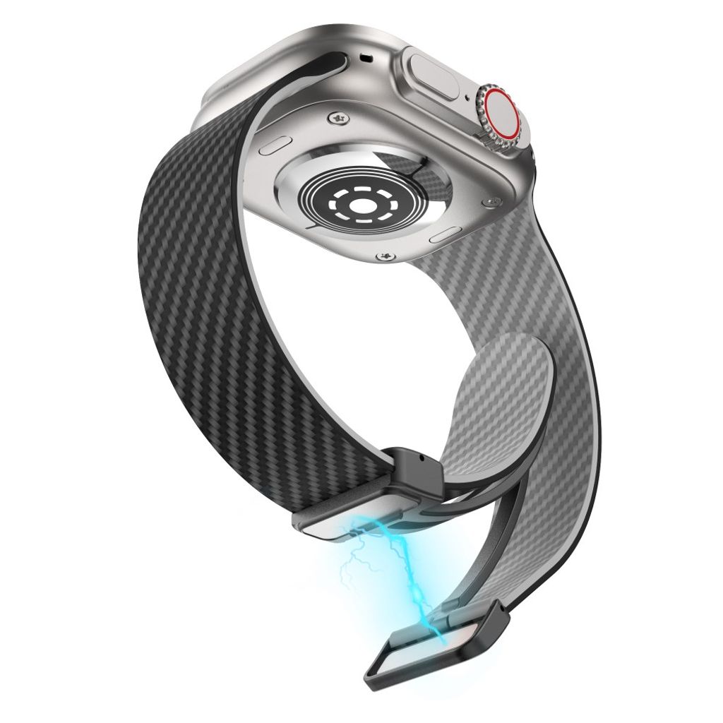Apple Watch 42 / 41/ 40 / 38mm Klockarmband kolfibertextur - Svart/Grå