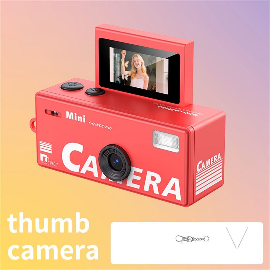 LK-030 Mini digitalkamera 720P HD med nyckelring och 0.96" display – Röd