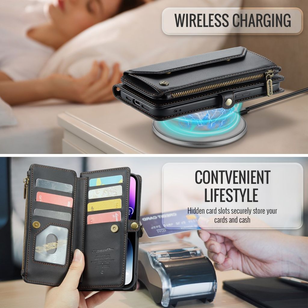 CASEME iPhone 14 Pro Max C36 Lompakkokuori RFID  – Musta