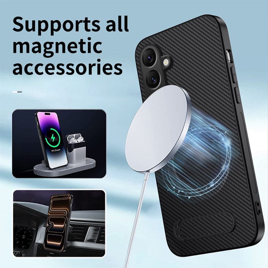 Samsung Galaxy S26 FE MagSafe-cover med stativ og 2 skærmbeskyttere – sort