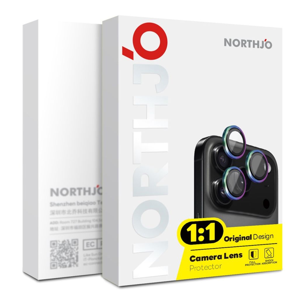 NORTHJO iPhone 17 Pro Max / 17 Pro Lens protector 9H - Black
