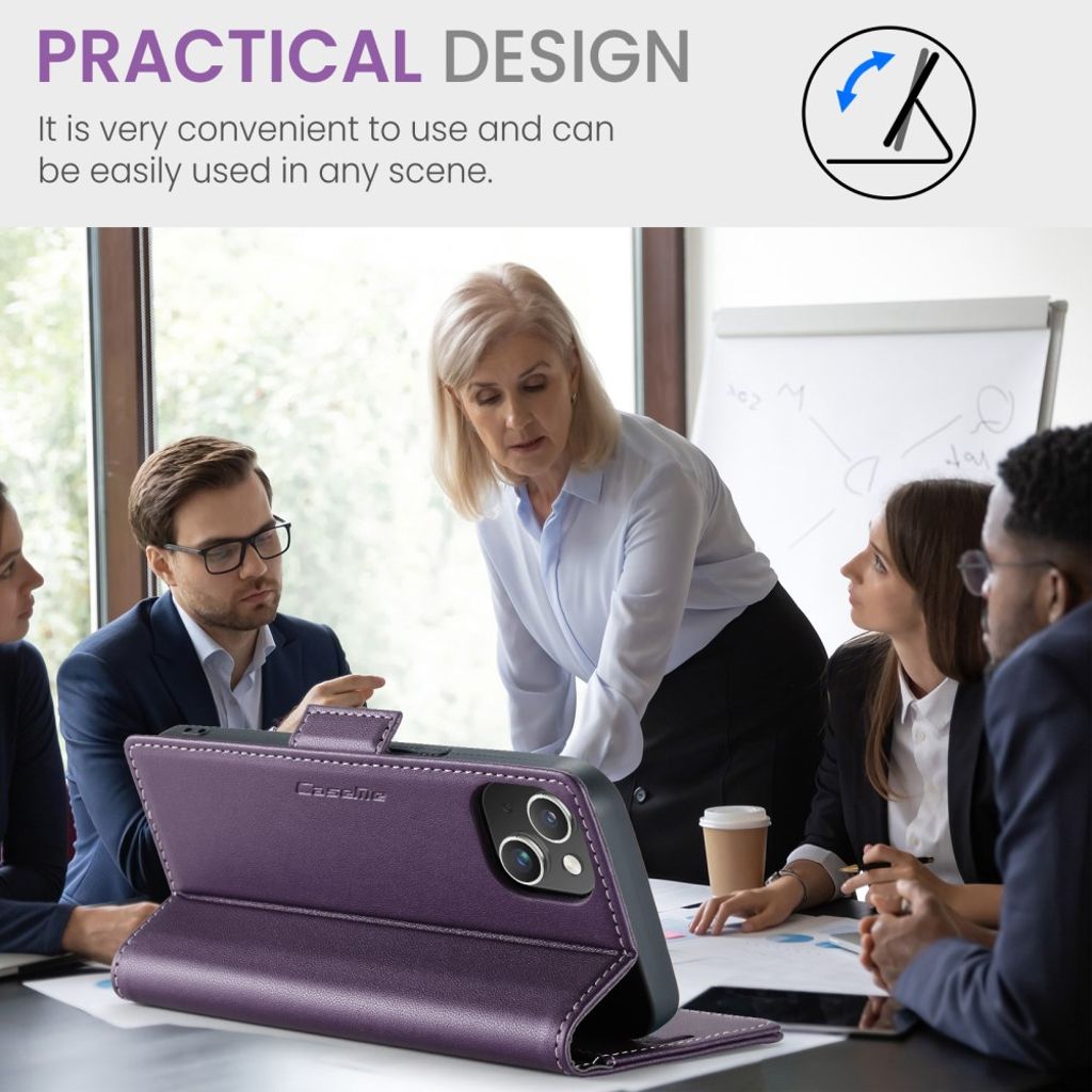 CASEME iPhone 14 RFID-blokerende 3-kort Pungetui - Lilla