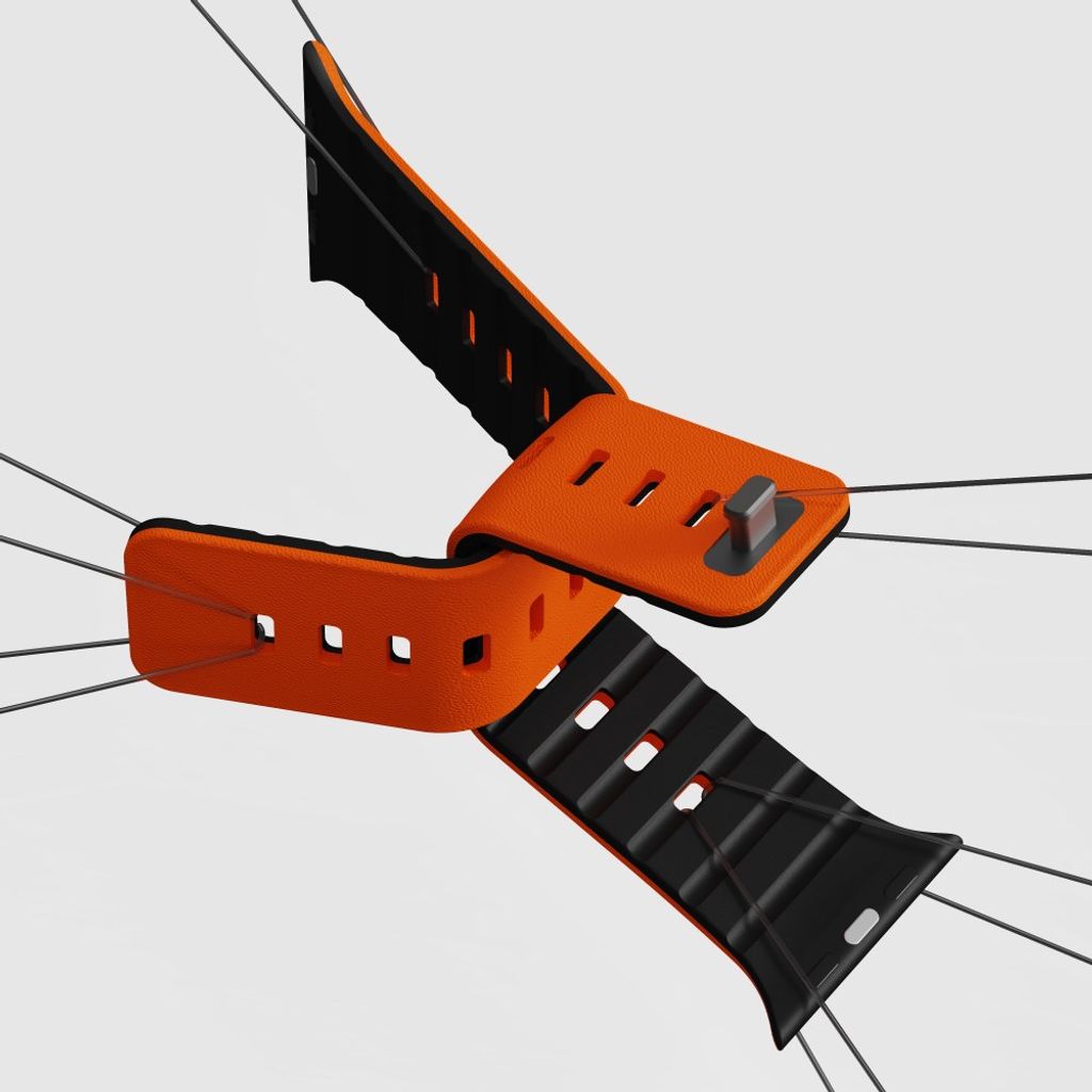 Apple Watch 42/41/40/38mm Klockarmband i texturerat silikon - Orange/Svart