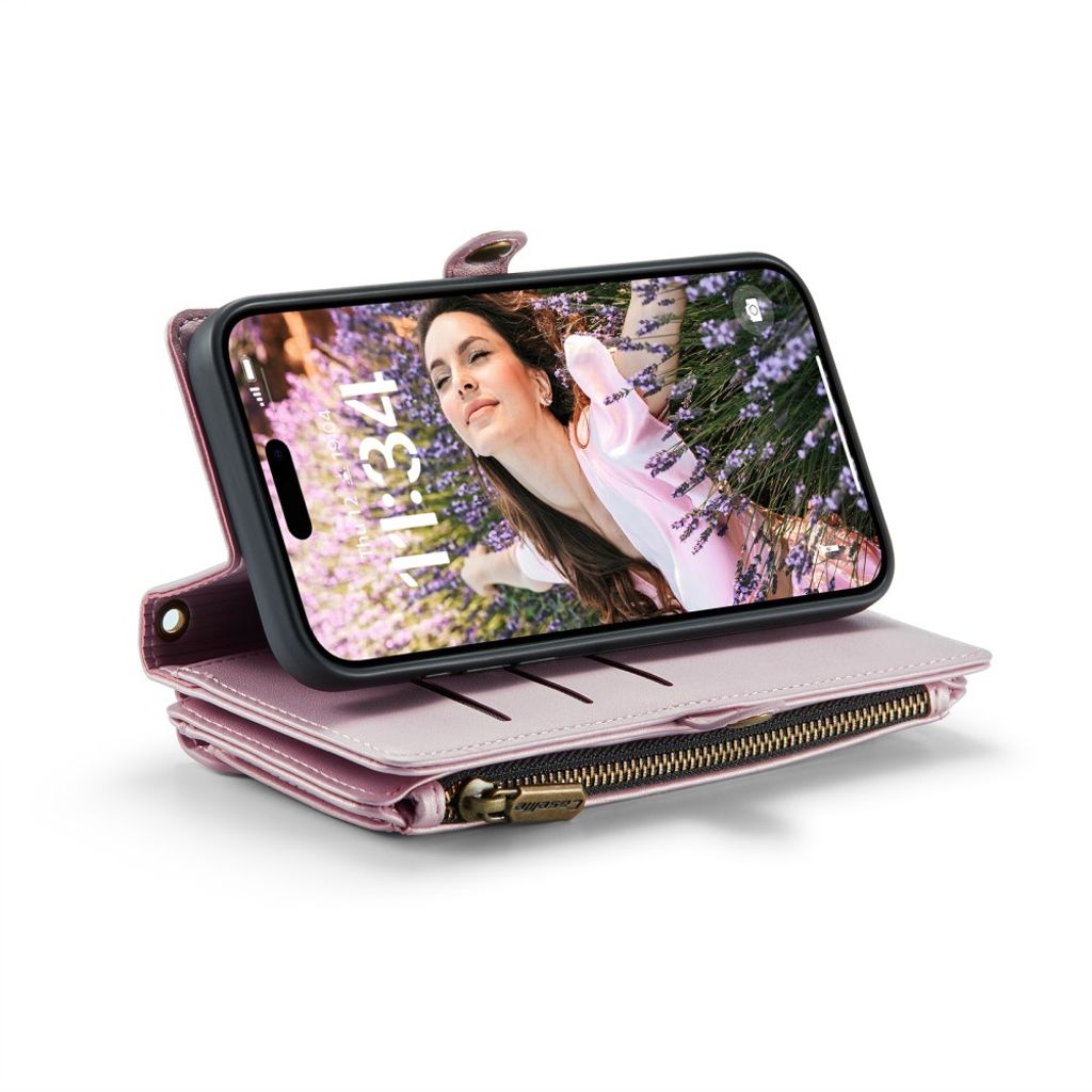 CASEME iPhone 16 Cover with 10 Card Slots - Pink