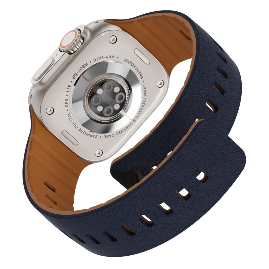 Apple Watch 42/41/40/38mm Klockarmband i texturerat silikon - Blå/Brun