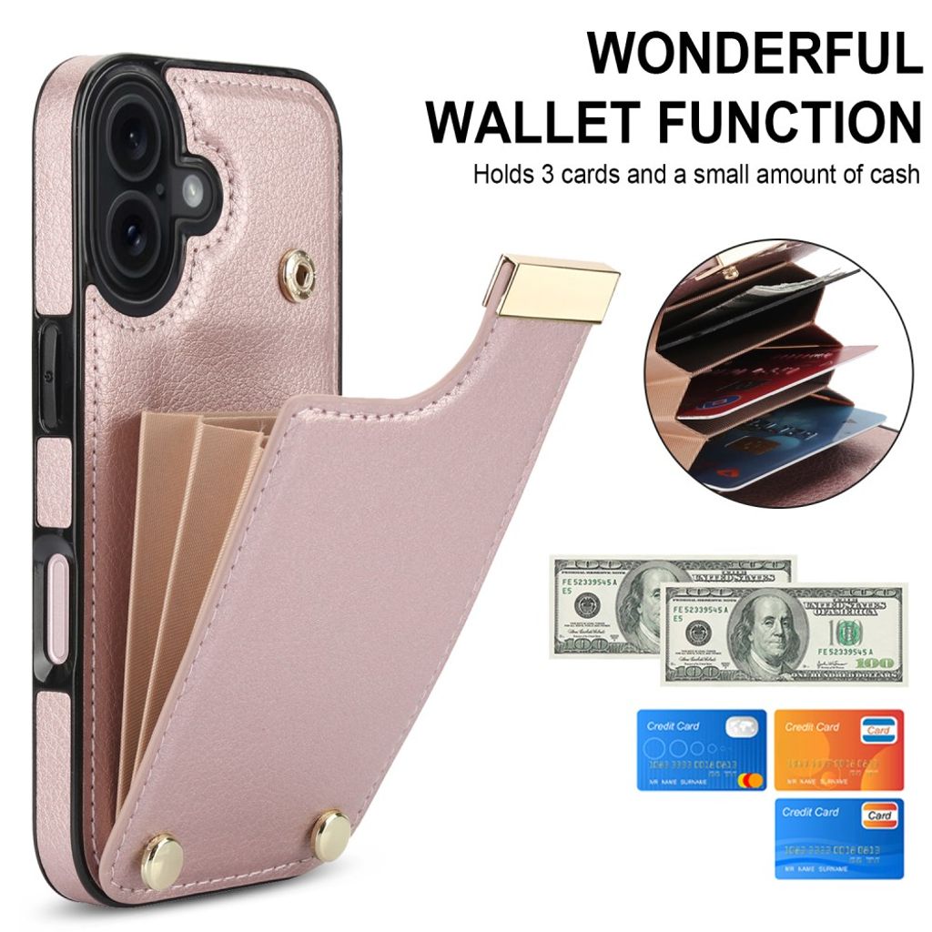 iPhone 17 Skal med Korthållare – Roséguld