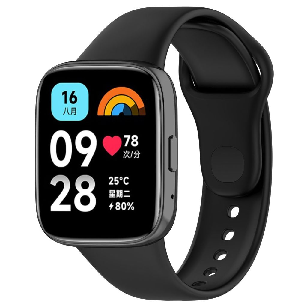 Xiaomi Redmi Watch 3 Lite / Watch 3 Active Silikoniranneke Kellolle - Musta